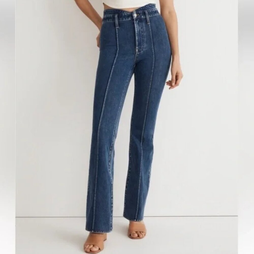 Madewell Skinny Flare Jeans Women's Size 27 Wainscot Wash Pintuck Edition NM253
